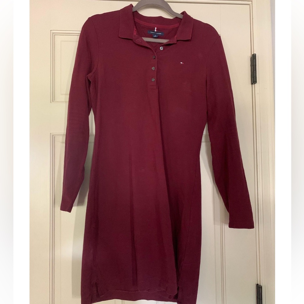 Tommy Hilfiger Maroon Knit Polo Dress